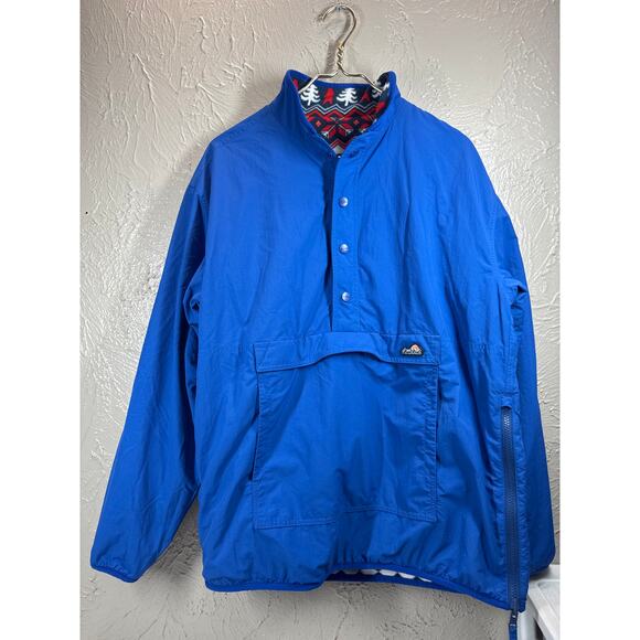 Chubbies Mens Blue Trees Bears Sherpa Reversible Jacket Quarter Zip Size Medium - Picture 2 of 8